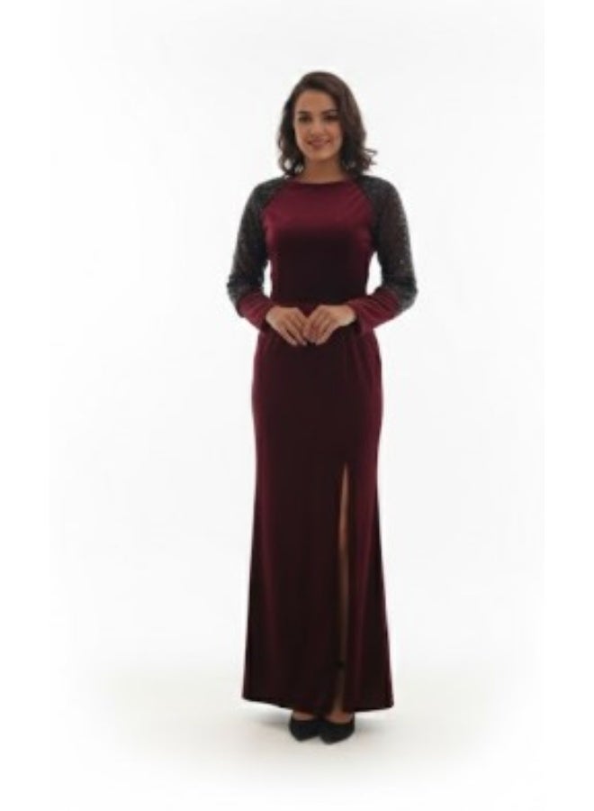 FULL JOY Elegant Long Velvet Evening Dress with Delicate Embroidery Long Sleeves,Fashion Dress. - Image 2